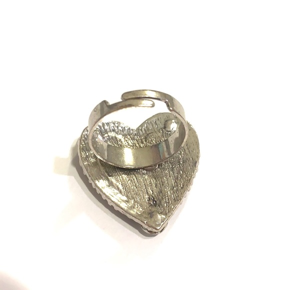 Mustard Heart Statement Ring Adjustable Band - Picture 2 of 2